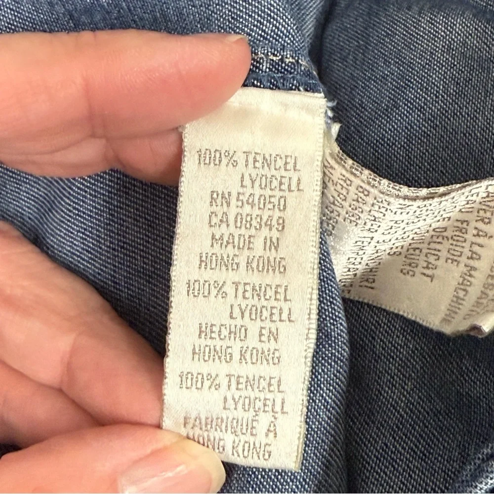 Jones New York Sport Denim Utility Jacket Large Blue Button Front Vintage 90s - Picture 10 of 12